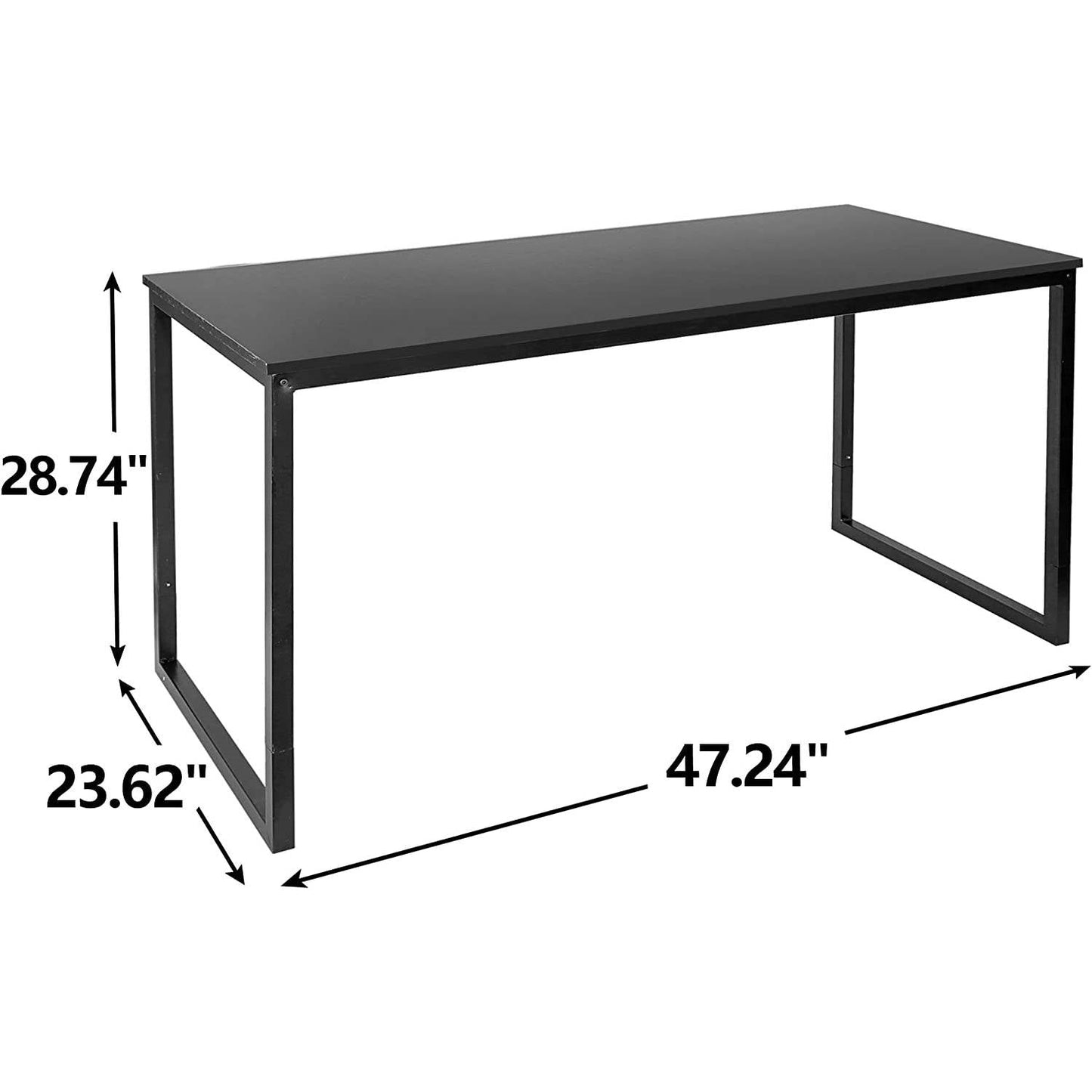 Escritorio de ordenador portátil y escritura moderno para oficina en casa con tablero de madera y estructura de metal negro