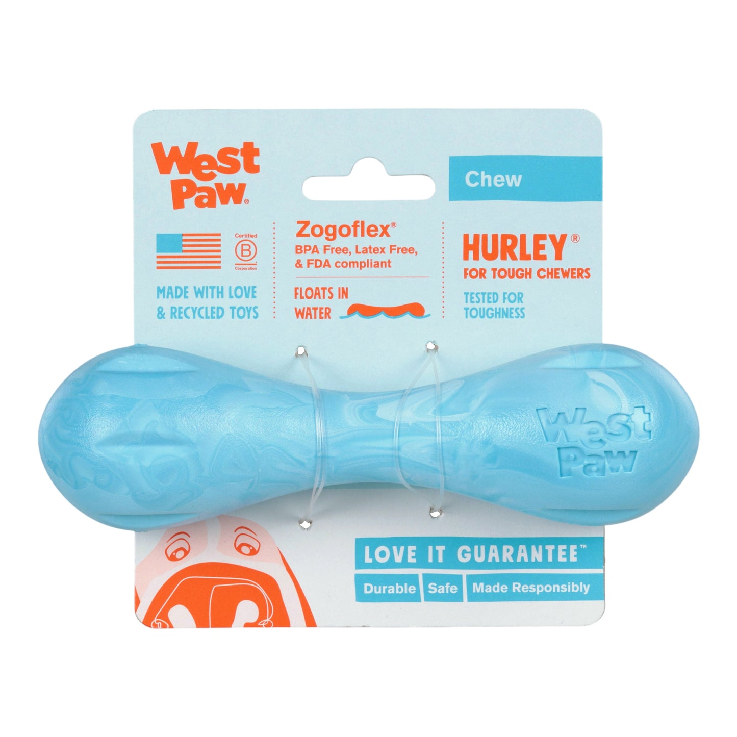 Hurley Aqua Swirl Indestructible Dog Chew Toy