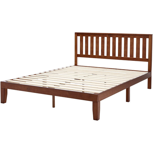 Queen size Mission Style Solid Wood Platform Bed Frame with Headboard in Espresso Finish - Tampa Home & Garden Store