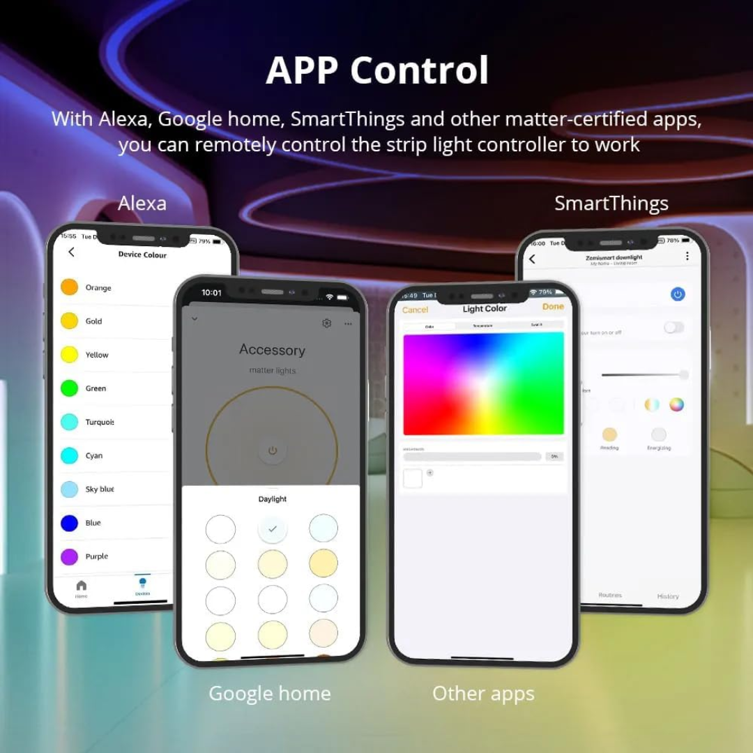 ZML3 Matter Over WiFi LED Strip Light Controller RGBCW - Smart LED Driver Compatible with Alexa, Google Home, and Apple Home App - Tampa soil911.com