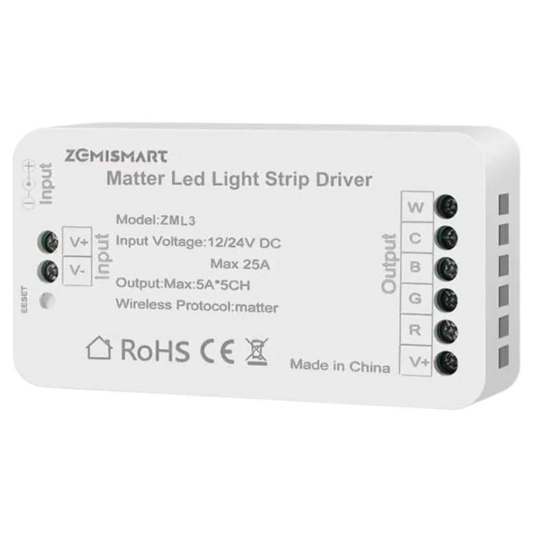 ZML3 Matter Over WiFi LED Strip Light Controller RGBCW - Smart LED Driver Compatible with Alexa, Google Home, and Apple Home App - Tampa Home & Garden Store
