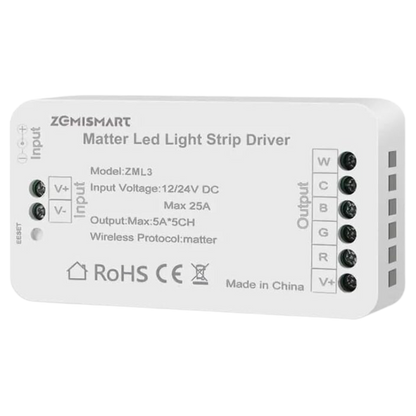 ZML3 Matter Over WiFi LED Strip Light Controller RGBCW - Smart LED Driver Compatible with Alexa, Google Home, and Apple Home App - Tampa Home & Garden Store