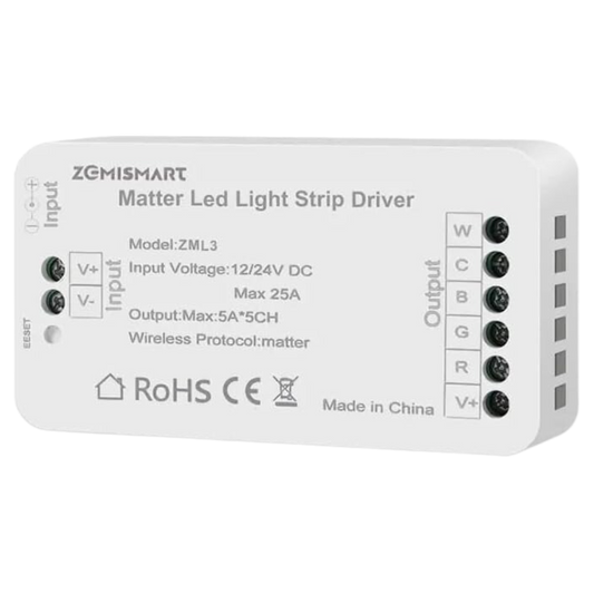 ZML3 Matter Over WiFi LED Strip Light Controller RGBCW - Smart LED Driver Compatible with Alexa, Google Home, and Apple Home App - Tampa Home & Garden Store