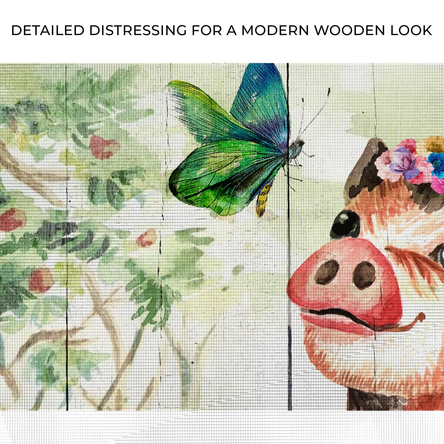 Cute Little Pig Canvas Wall Art pink pig with butterfly on floral backdrop on Tampa Home & Garden Store