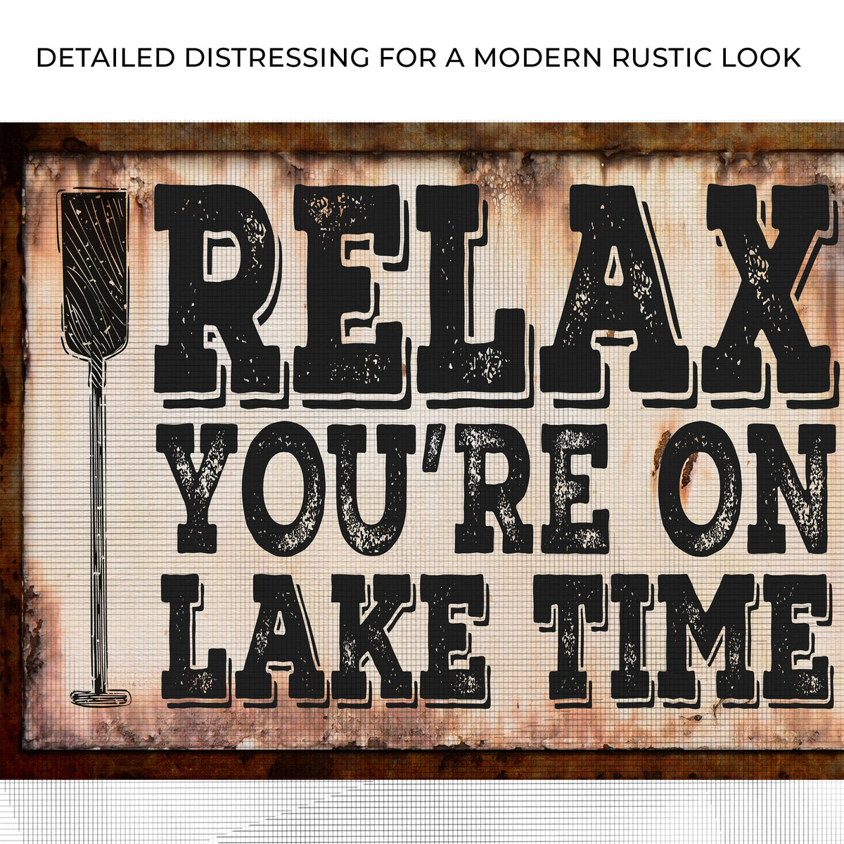 Lake Time Sign II canvas crafting sign with distressed black lettering on weathered wood on Tampa Home & Garden Store