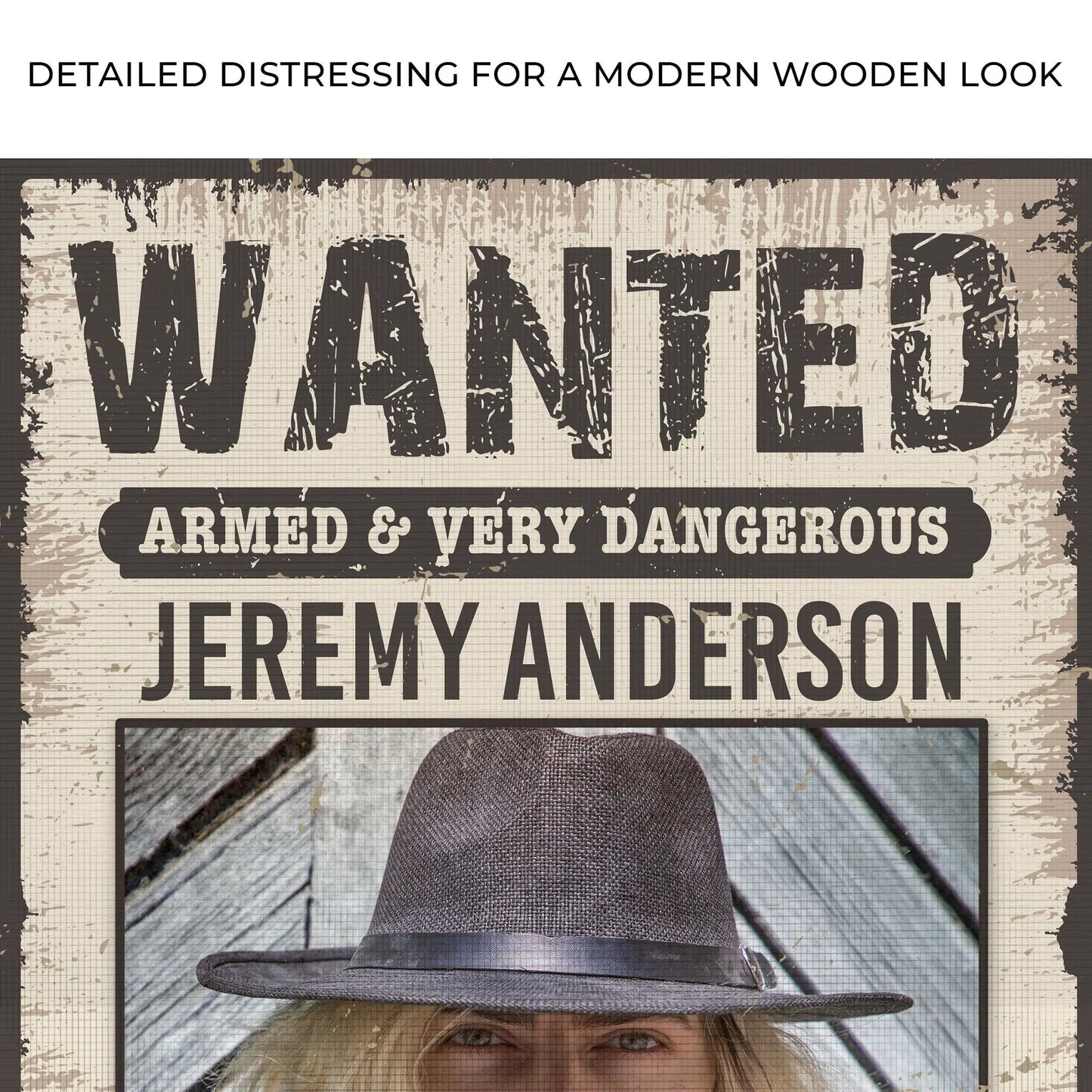 Wanted Sign III canvas by Tailored Canvases poster with WANTED and Jeremy Anderson on Tampa Home & Garden Store