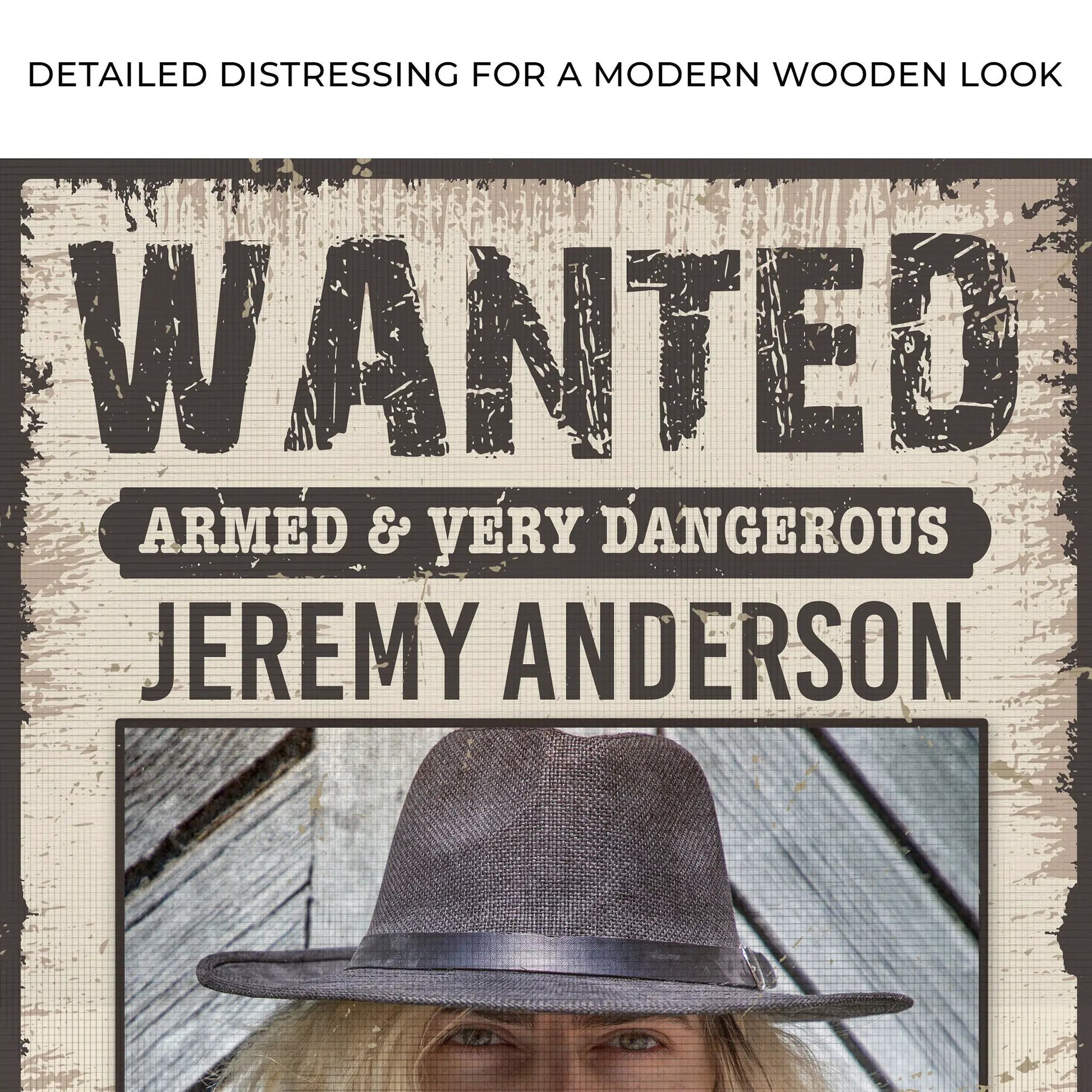 Wanted Sign III canvas by Tailored Canvases poster with WANTED and Jeremy Anderson on Tampa Home & Garden Store