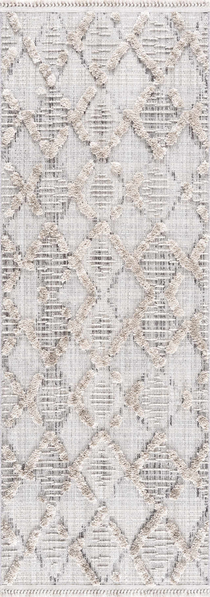 Bogtong High-Low Rustic Rug by Boutique Rugs, cream diamond pattern with textured pile on Tampa Home & Garden Store