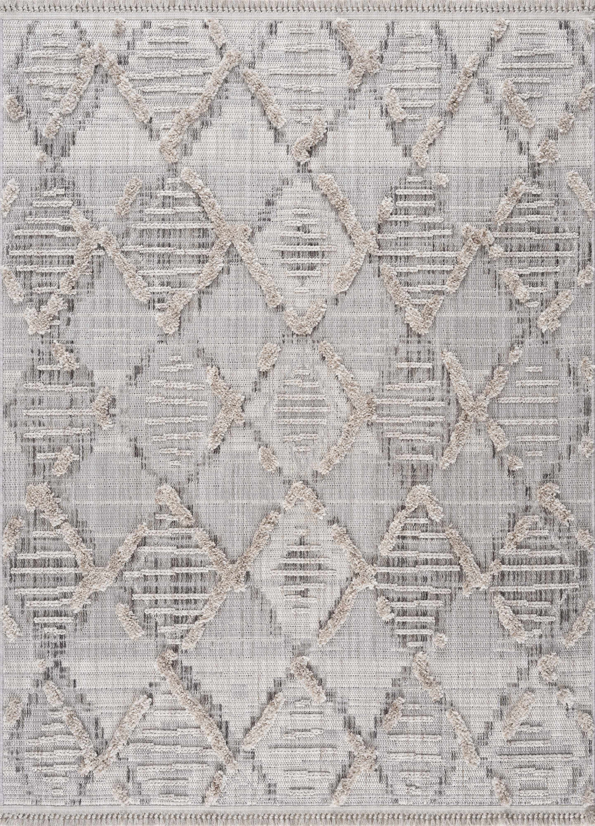 Bogtong High-Low Rustic Rug by Boutique Rugs in gray geometric pattern with raised texture on Tampa Home & Garden Store