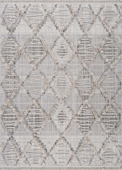 Bogtong High-Low Rustic Rug by Boutique Rugs in gray geometric pattern with raised texture on Tampa Home & Garden Store