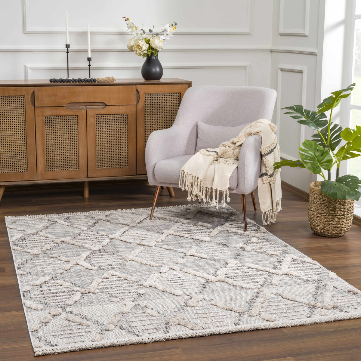 Bogtong High-Low Rustic Rug; neutral gray with high-low texture by Boutique Rugs on Tampa Home & Garden Store