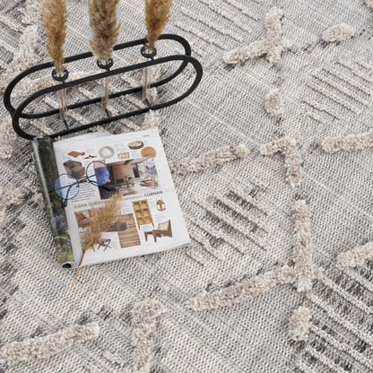 Bogtong High-Low Rustic Rug gray-beige textured high-low pile Boutique Rugs on Tampa Home & Garden Store