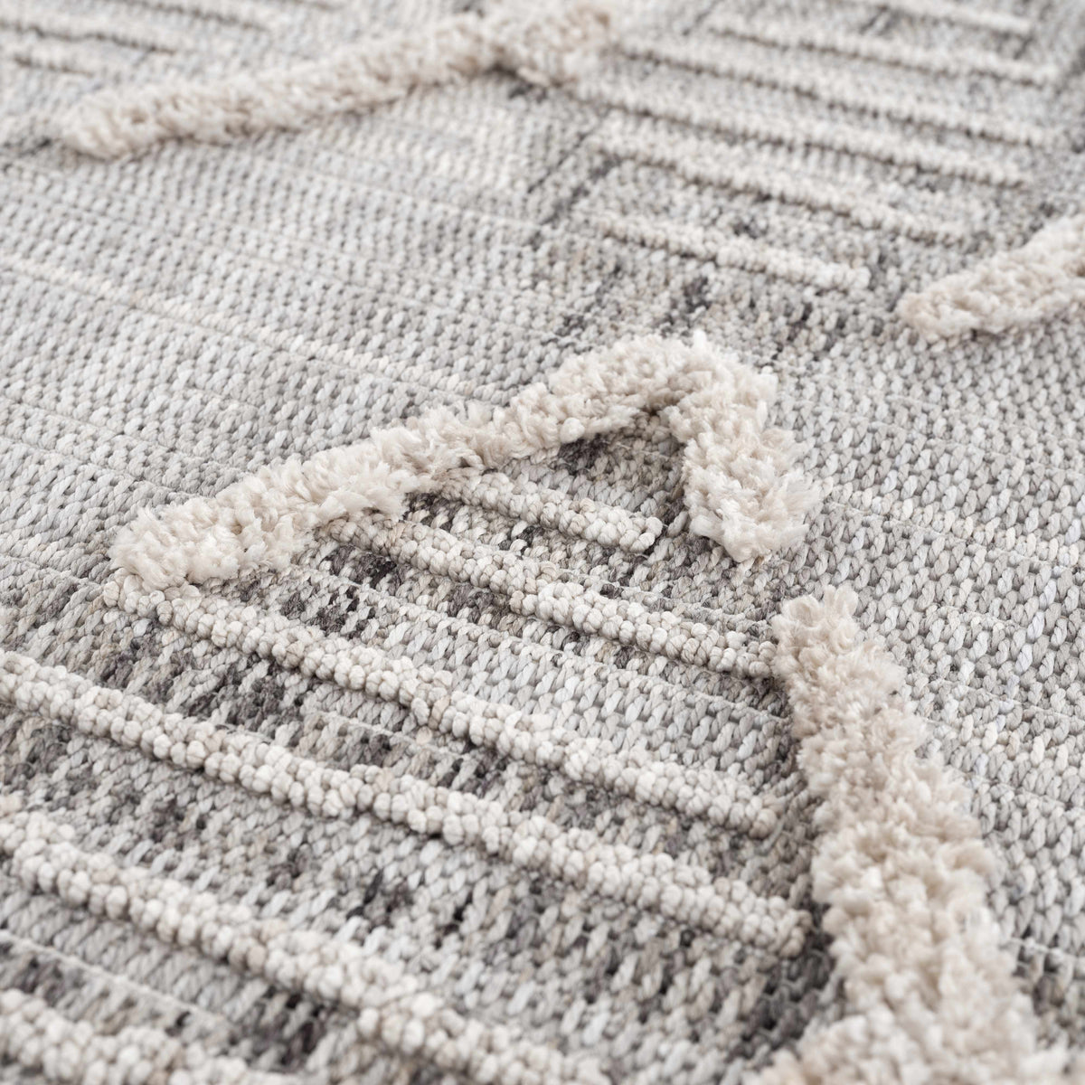 Bogtong High-Low Rustic Rug beige gray plush pile close-up texture on Tampa Home & Garden Store
