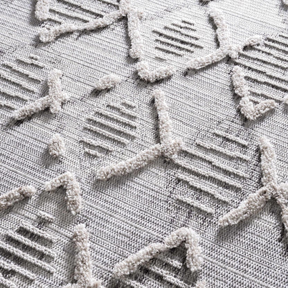 Bogtong High-Low Rustic Rug by Boutique Rugs, grey textured rug with striped pattern on Tampa Home & Garden Store