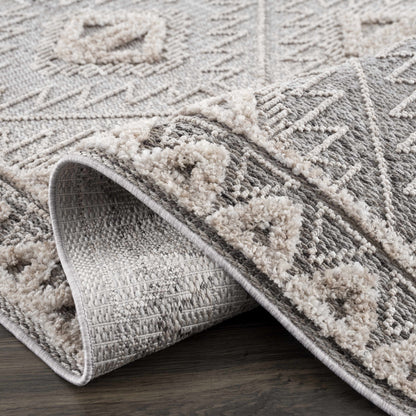 Agoo High-Low Pile Rustic Rug gray beige high-low pile with fringe Boutique Rugs on Tampa Home & Garden Store