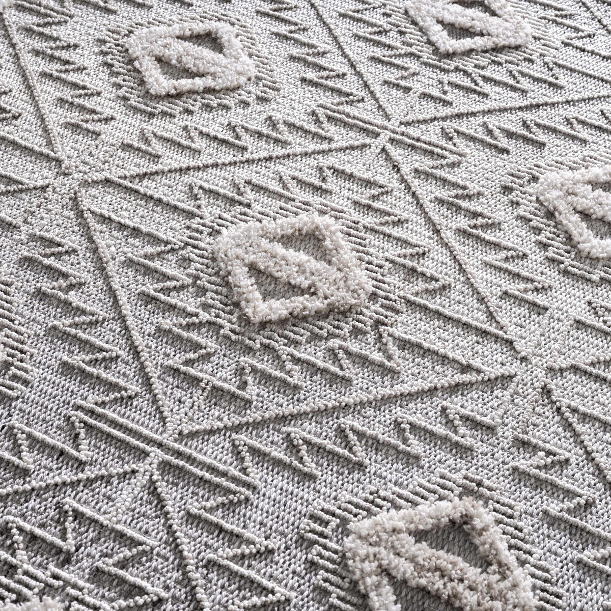 Agoo High-Low Pile Rustic Rug beige-gray textured geometric loops Boutique Rugs on Tampa Home & Garden Store