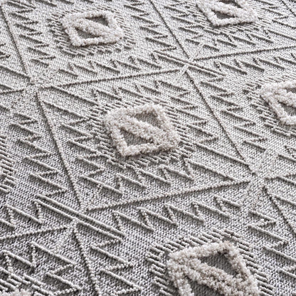 Agoo High-Low Pile Rustic Rug beige-gray textured geometric loops Boutique Rugs on Tampa Home & Garden Store