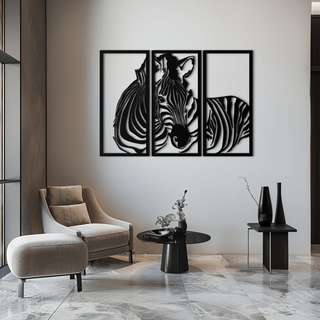 Zebra Panel Metal Wall Art - Steel Wall Decor for Home and Office - KAF014 - Tampa Home & Garden Store