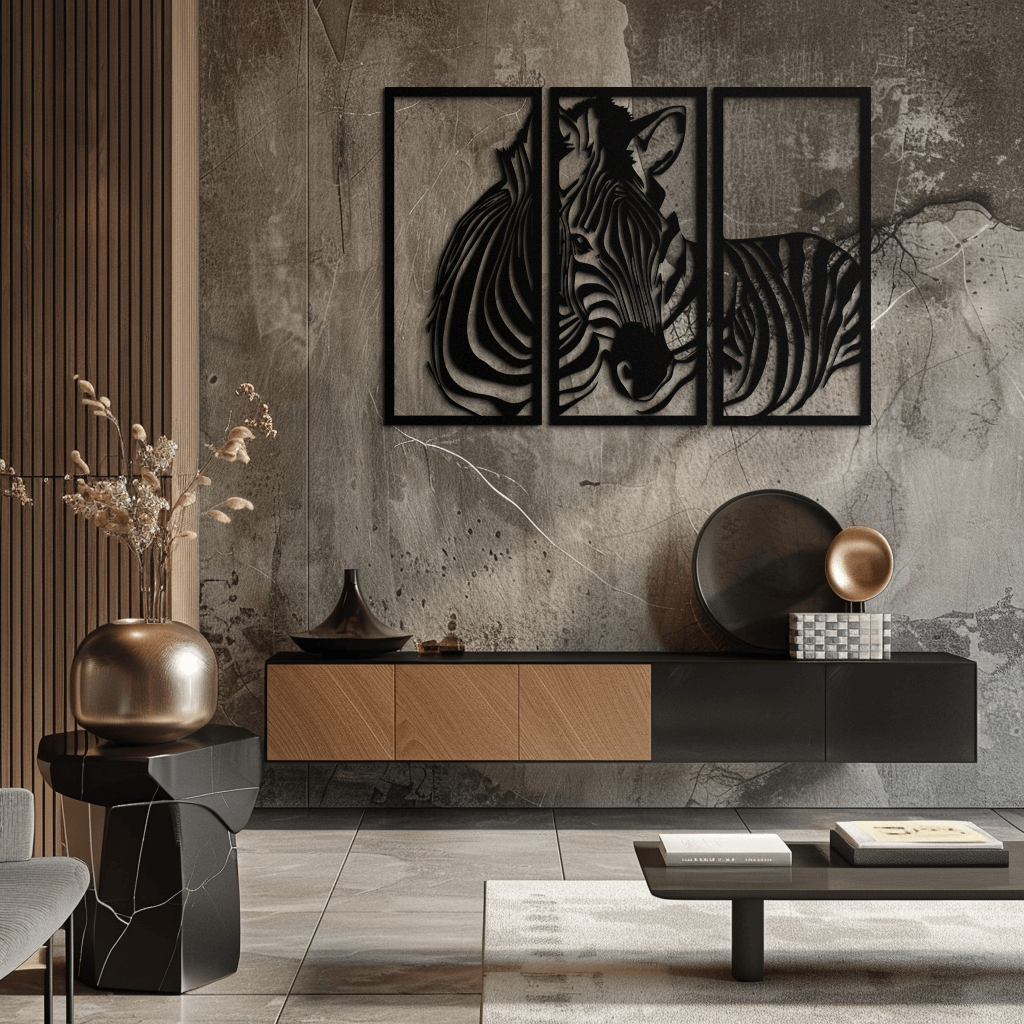 Zebra Panel Metal Wall Art - Steel Wall Decor for Home and Office - KAF014 - Tampa Home & Garden Store