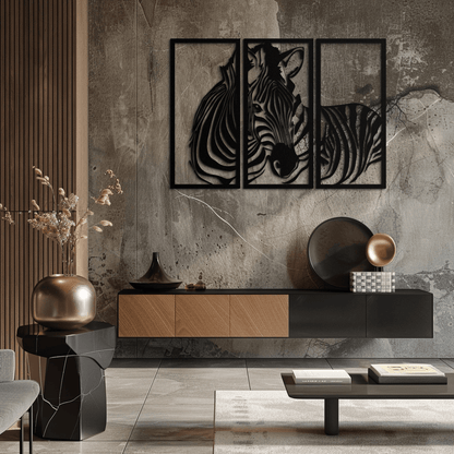 Zebra Panel Metal Wall Art - Steel Wall Decor for Home and Office - KAF014 - Tampa Home & Garden Store