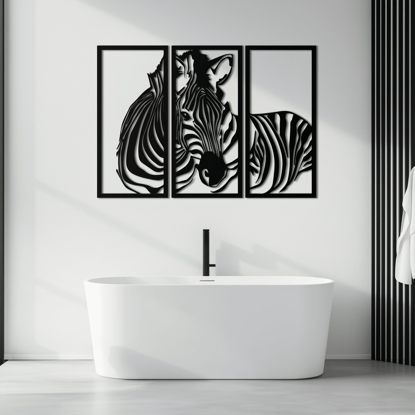 Zebra Panel Metal Wall Art - Steel Wall Decor for Home and Office - KAF014 - Tampa Home & Garden Store