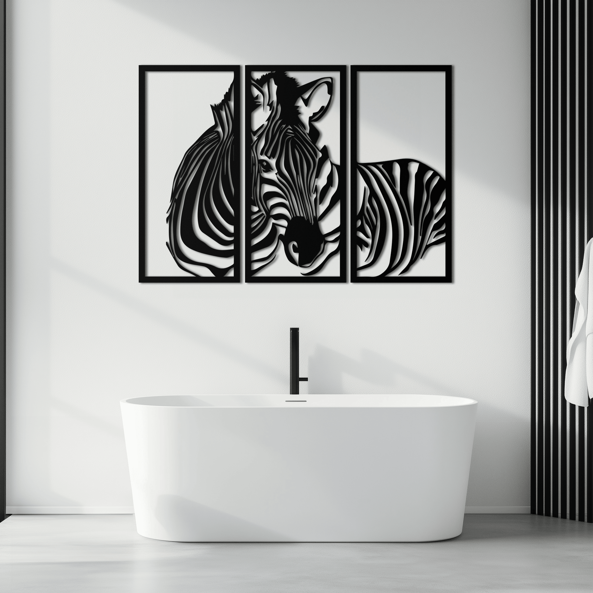 Zebra Panel Metal Wall Art - Steel Wall Decor for Home and Office - KAF014 - Tampa Home & Garden Store