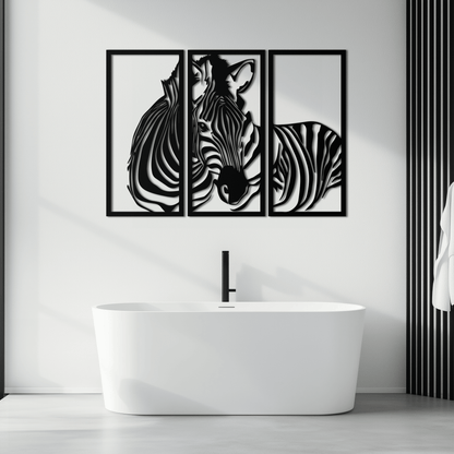 Zebra Panel Metal Wall Art - Steel Wall Decor for Home and Office - KAF014 - Tampa Home & Garden Store
