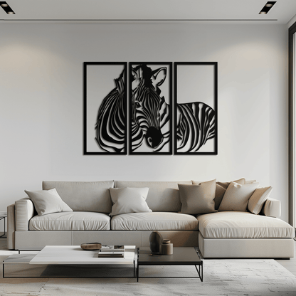 Zebra Panel Metal Wall Art - Steel Wall Decor for Home and Office - KAF014 - Tampa Home & Garden Store