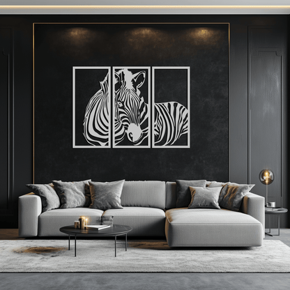 Zebra Panel Metal Wall Art - Steel Wall Decor for Home and Office - KAF014 - Tampa Home & Garden Store