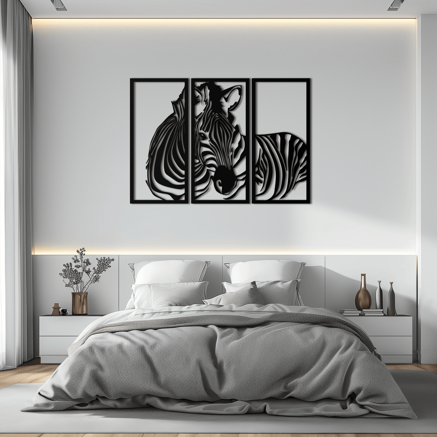 Zebra Panel Metal Wall Art - Steel Wall Decor for Home and Office - KAF014 - Tampa Home & Garden Store
