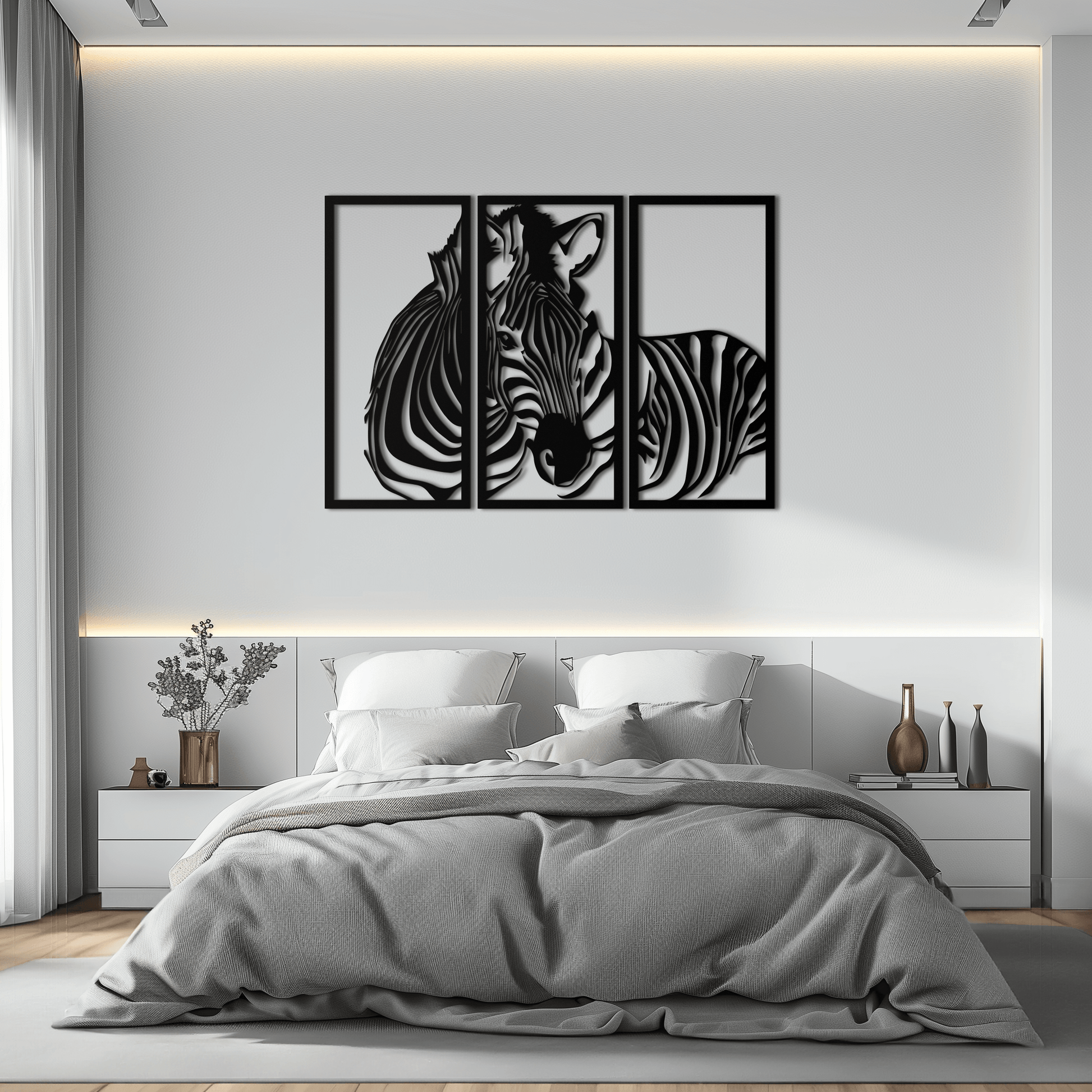 Zebra Panel Metal Wall Art - Steel Wall Decor for Home and Office - KAF014 - Tampa Home & Garden Store
