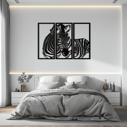 Zebra Panel Metal Wall Art - Steel Wall Decor for Home and Office - KAF014 - Tampa Home & Garden Store