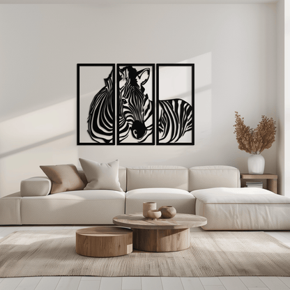 Zebra Panel Metal Wall Art - Steel Wall Decor for Home and Office - KAF014 - Tampa Home & Garden Store
