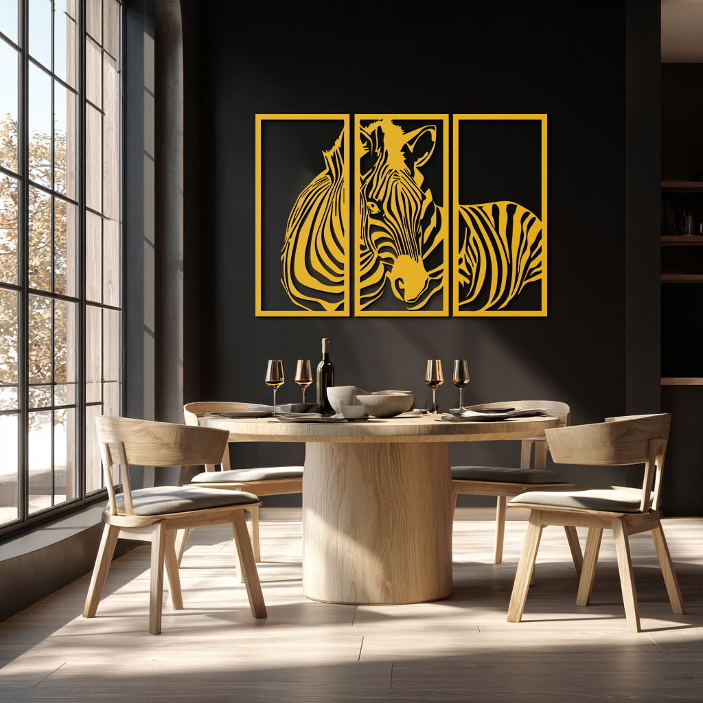 Zebra Panel Metal Wall Art - Steel Wall Decor for Home and Office - KAF014 - Tampa Home & Garden Store