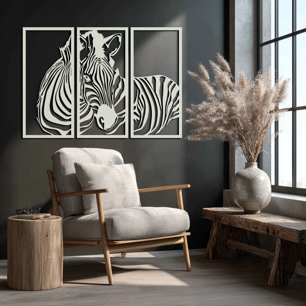 Zebra Panel Metal Wall Art - Steel Wall Decor for Home and Office - KAF014 - Tampa Home & Garden Store