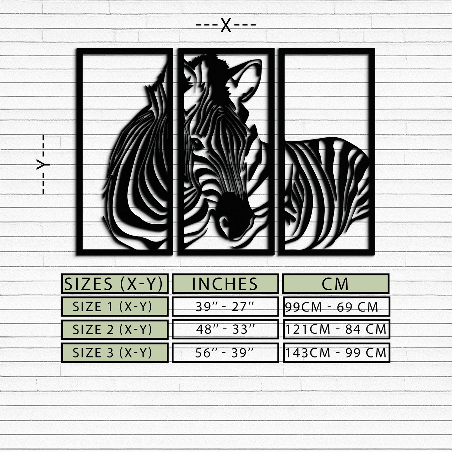 Zebra Panel Metal Wall Art - Steel Wall Decor for Home and Office - KAF014 - Tampa Home & Garden Store