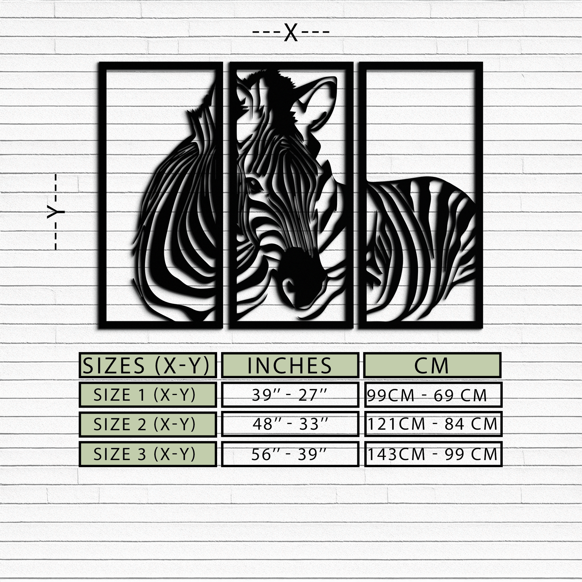 Zebra Panel Metal Wall Art - Steel Wall Decor for Home and Office - KAF014 - Tampa Home & Garden Store