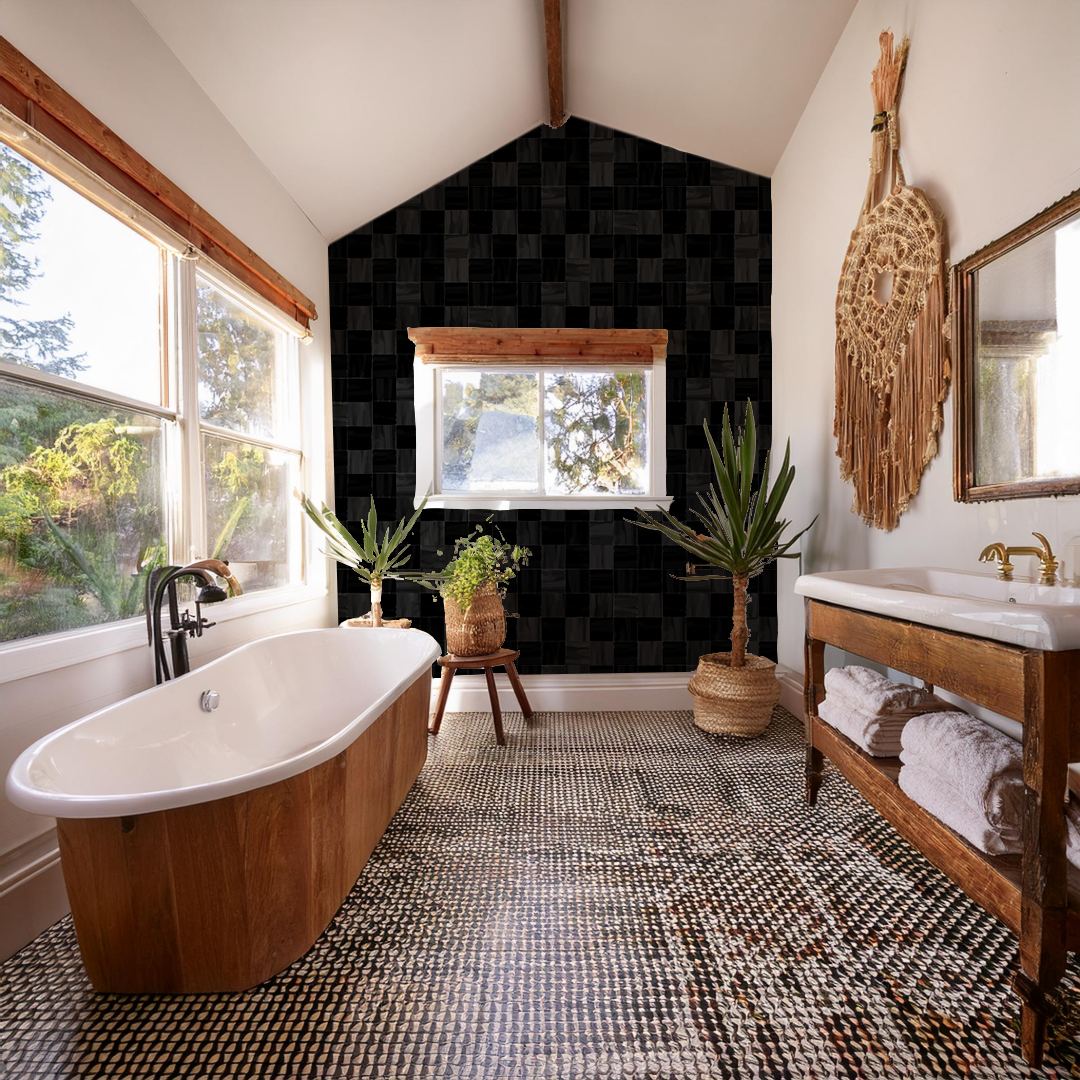 Zellige Wallpaper, black - Tampa Home & Garden Store