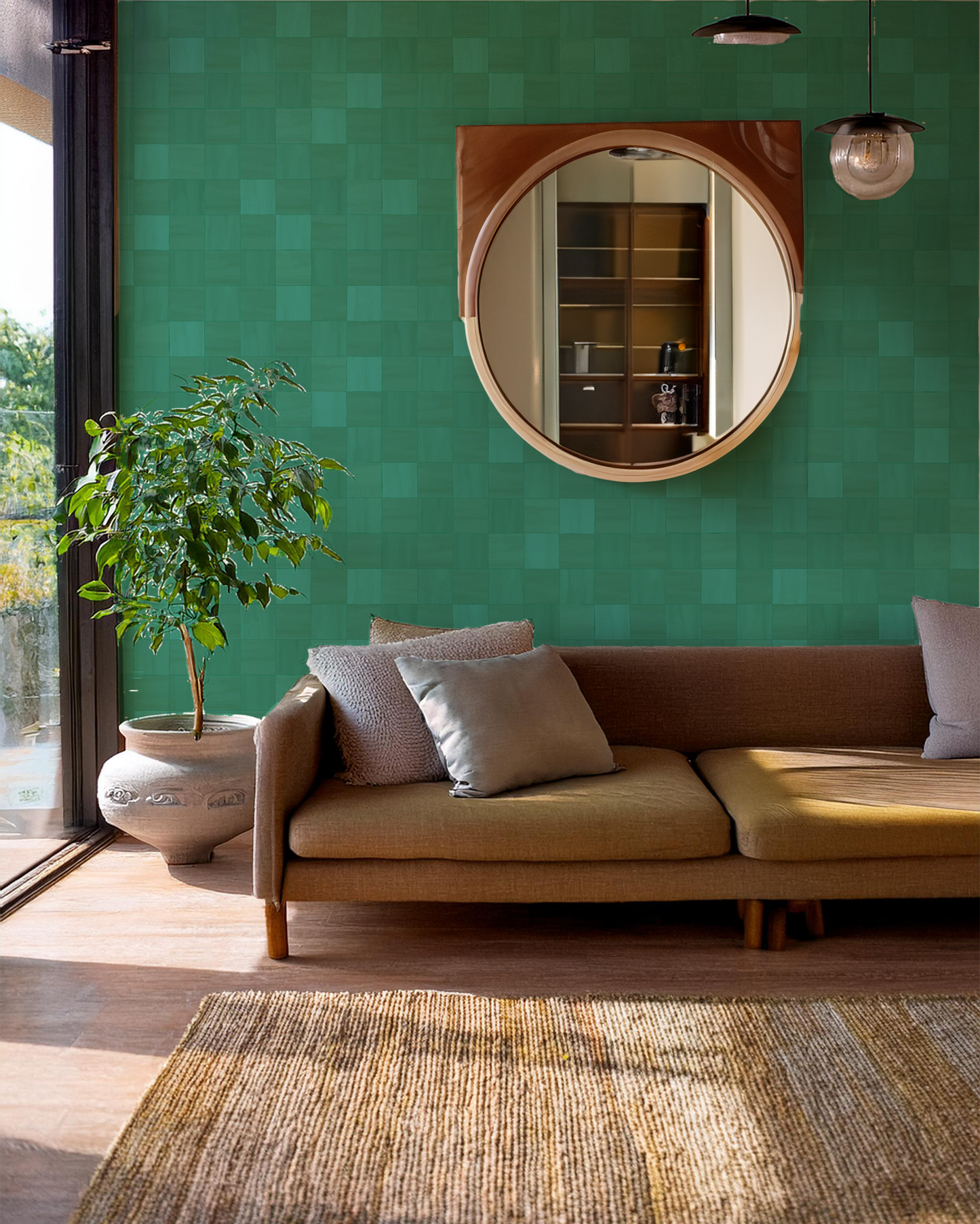 Zellige Wallpaper, teal - Tampa Home & Garden Store