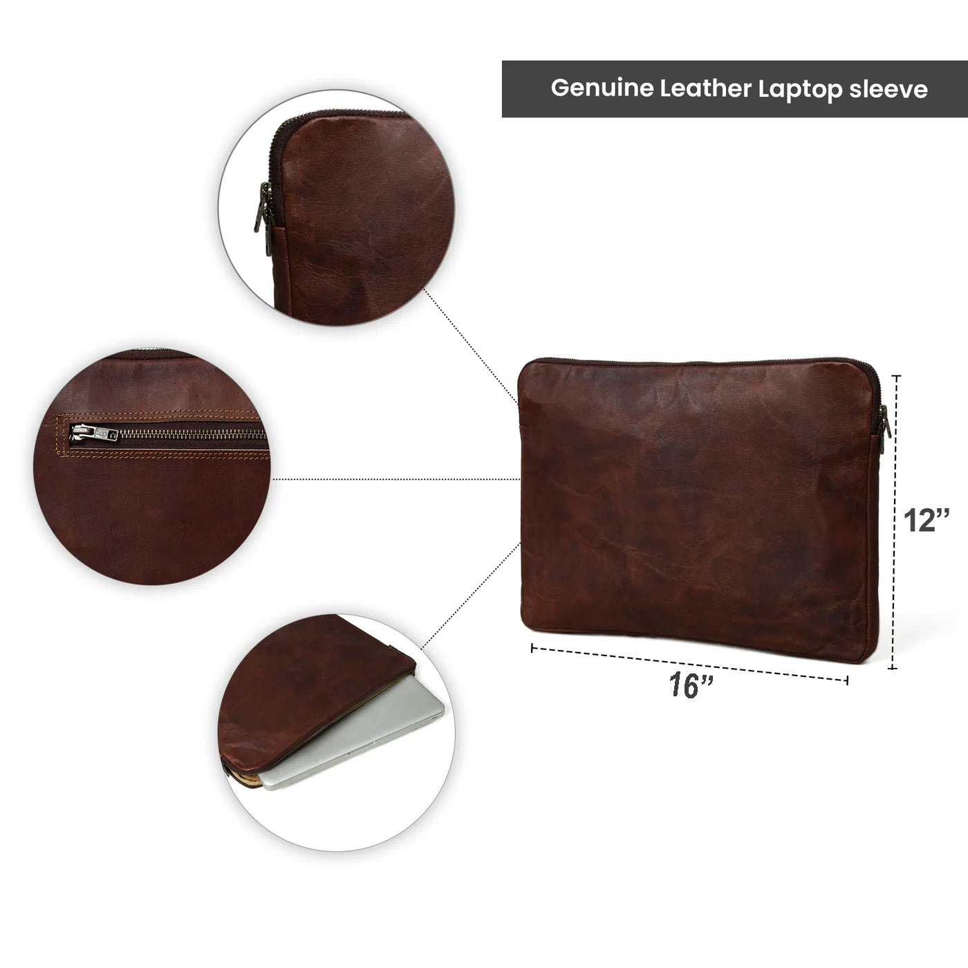 Zento Laptop Sleeve - Dark Brown - Tampa Home & Garden Store