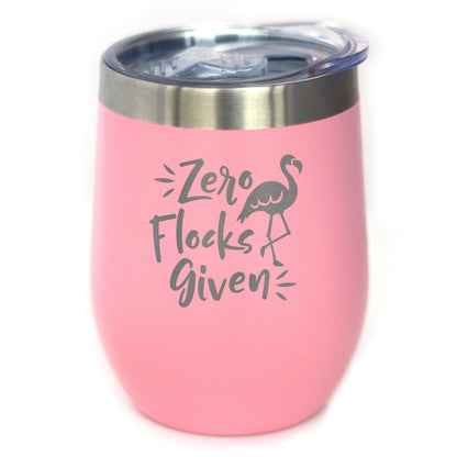 Zero Flocks Given - Flamingo Wine Tumbler with Sliding Lid - Stemless Stainless Steel Insulated Cup - Cute Funny Outdoor Camping Gift - Tampa soil911.com