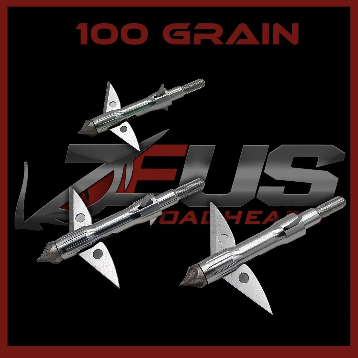 Zeus 100 Grain Crossbow Broadheads, Killz Products 3-pack, metallic silver broadheads for crossbows on Tampa Home & Garden Store