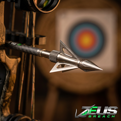 ZEUS BREACH BROADHEADS 4-pack with silver steel blades, 100/125 grain tips on Tampa Home & Garden Store