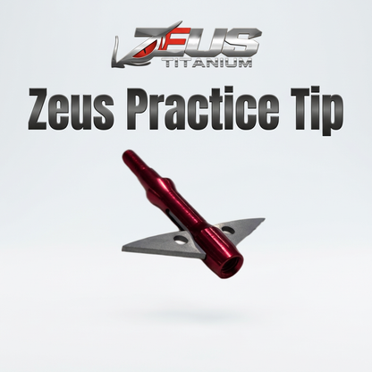 Zeus Titanium broadhead 3-pack with red body and blades, includes 100/125 grain tips on Tampa Home & Garden Store