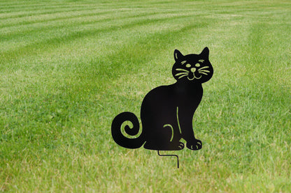 Ziggly Cat memorial wall hanging, black metal lawn ornament by Rustica Ornamentals on Tampa Home & Garden Store