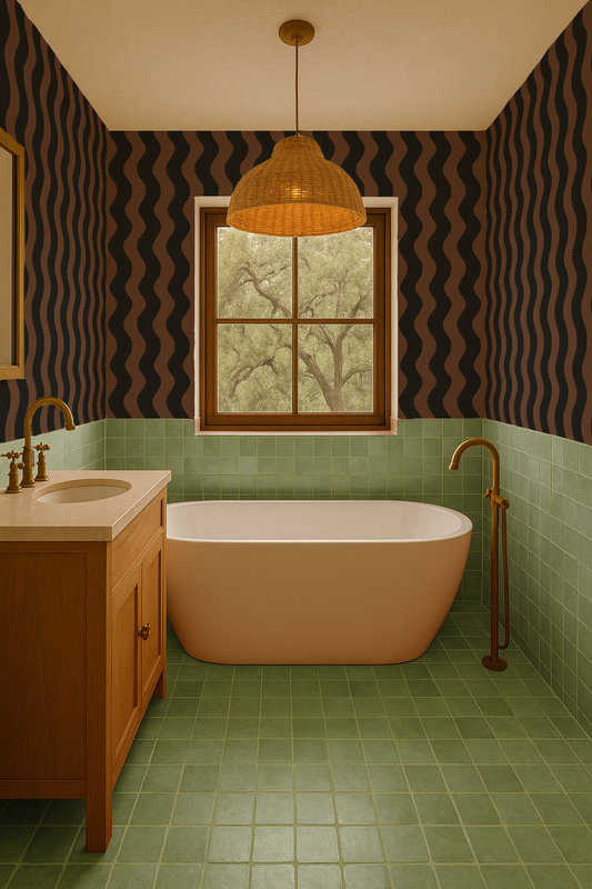 Ziggy Stripe Wallpaper, brown and black - Tampa Home & Garden Store