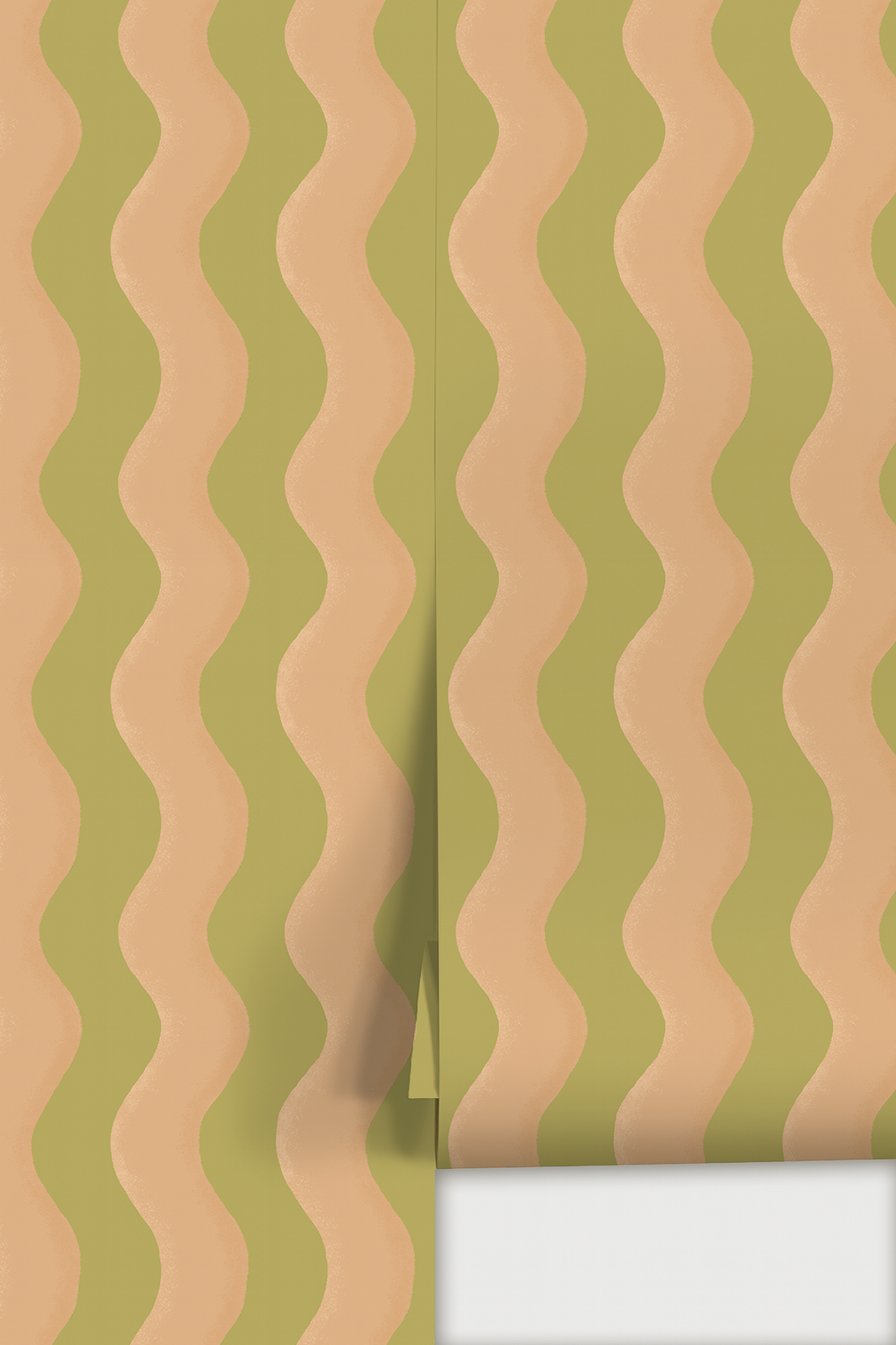 Ziggy Stripe Wallpaper, chartreuse and peach - Tampa Home & Garden Store