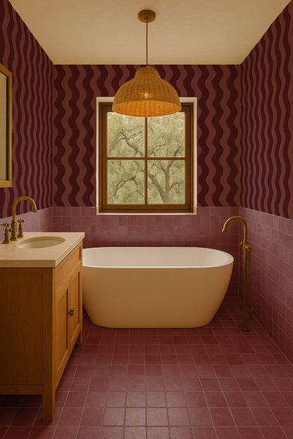 Ziggy Stripe Wallpaper, fig jam - Tampa Home & Garden Store