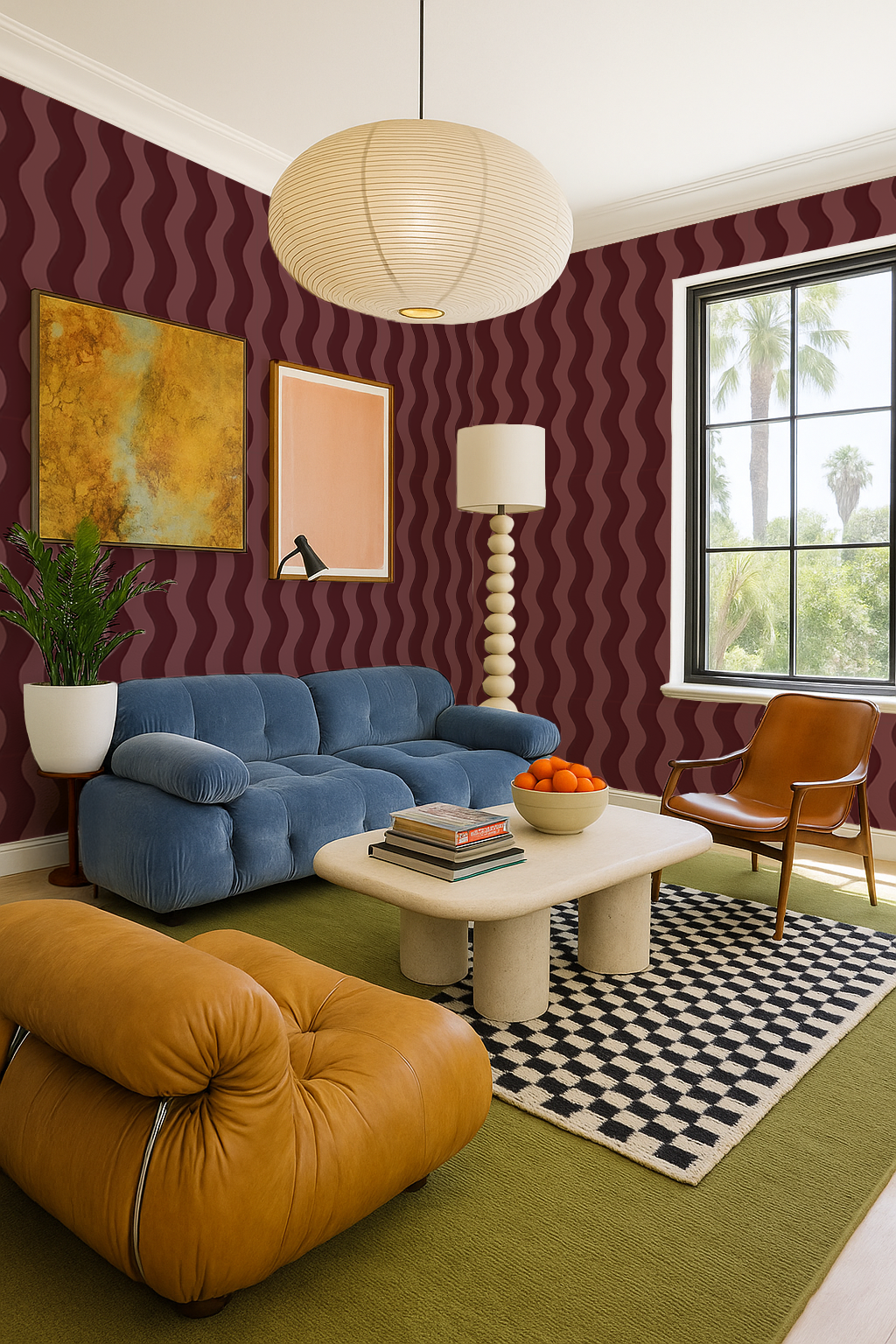 Ziggy Stripe Wallpaper, fig jam - Tampa Home & Garden Store