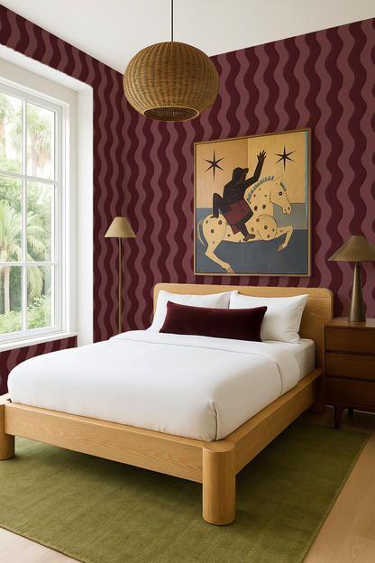 Ziggy Stripe Wallpaper, fig jam - Tampa Home & Garden Store